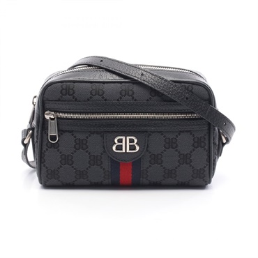 BALENCIAGA × GUCCI The Hacker Project Webline Shoulder Bag 680128 Canvas Black