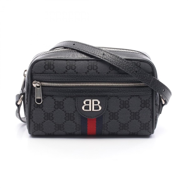 BALENCIAGA × GUCCI The Hacker Project Webline Shoulder Bag 680128 Canvas Black