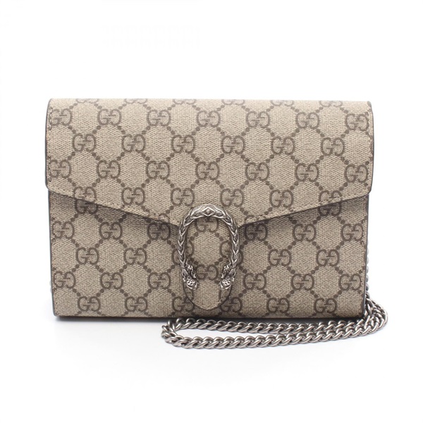 GUCCI Dionysus GG Supreme Crossbody Chain Shoulder Bag 401231 Canvas Beige Used