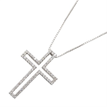 JEWELRY Cross Diamond Necklace Pendant 18KWG White Gold Used Women