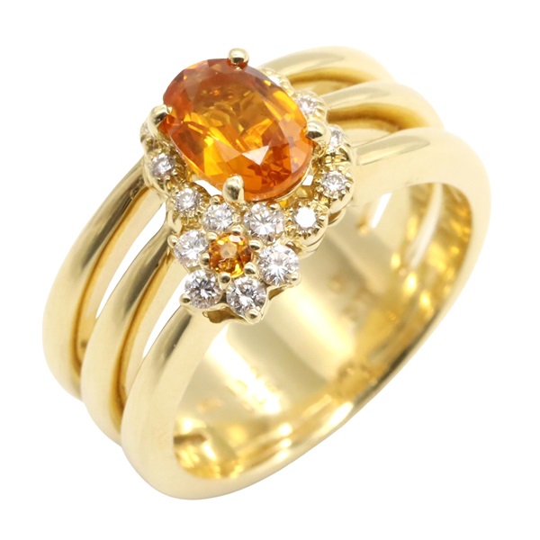 JEWELRY Golden Sapphire Diamond Ring 18KYG Yellow Used Women US size 6.5