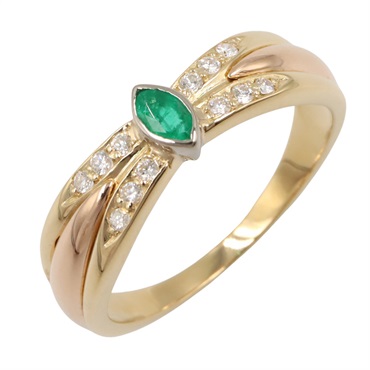 CARTIER Emerald Diamond Ring 18KYG Yellow Gold 18KPG 18KWG Women US size 6.5
