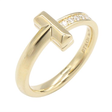 TIFFANY＆CO T-One Diamond Ring 18KYG Yellow Gold Used Women US size 4