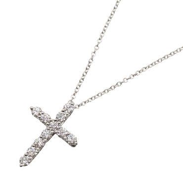 TIFFANY＆CO Small Cross Necklace Diamond Pendant Pt950 Platinum Used women