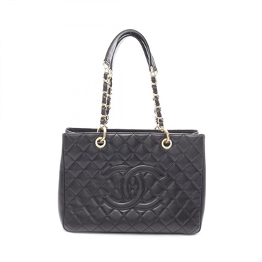 CHANEL Matelasse Grand Shopping GST Chain Tote Bag A50995 Calfskin BK Used GHW