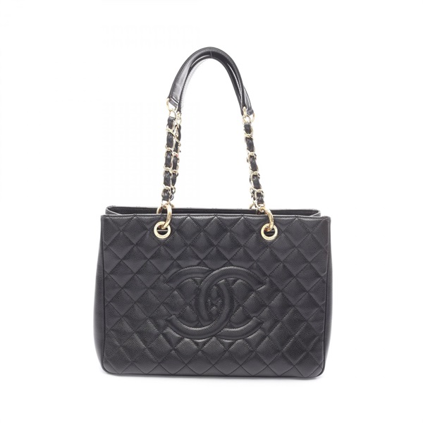 CHANEL Matelasse Grand Shopping GST Chain Tote Bag A50995 Calfskin BK Used GHW