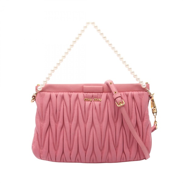 Miu Miu MATELASSE Shoulder Handbag leather Pink Used Women
