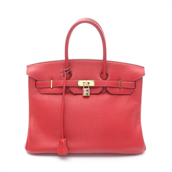 HERMES Birkin 35 Handbag Fjord leather Red rouge garance Used Women I GHW