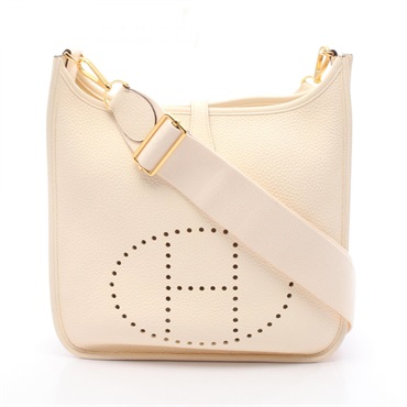 HERMES Evelyne 3 Troyes PM Shoulder Bag Clemence leather Beige Nata Used Z GHW