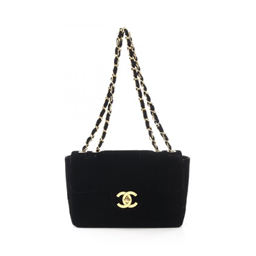 CHANEL Jumbo Matelasse 30 Single Flap Shoulder Bag Fabric Black Used Women CC