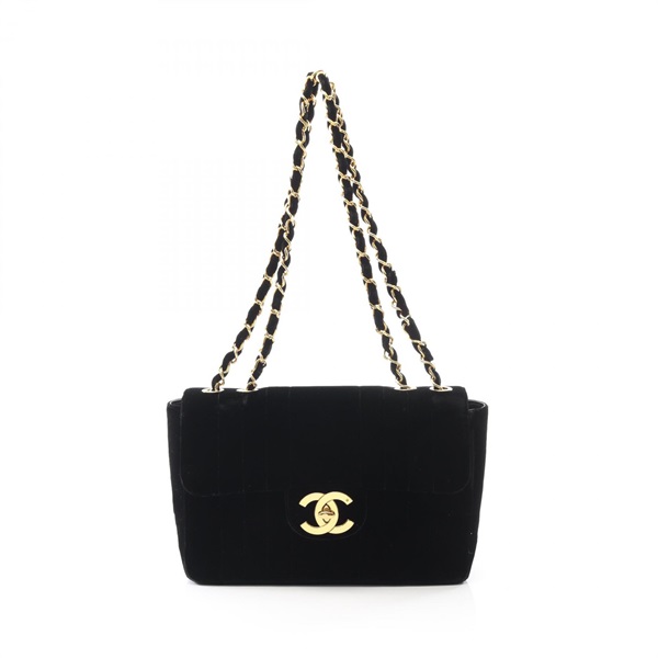 CHANEL Jumbo Matelasse 30 Single Flap Shoulder Bag Fabric Black Used Women CC