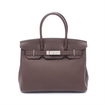 HERMES Birkin 30 Handbag Togo leather lBrown Rouge sellier Used Women W SHW
