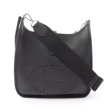 HERMES Evelyne 3 Troyes PM Shoulder Bag 056277CK Clemence leather Black Used SHW