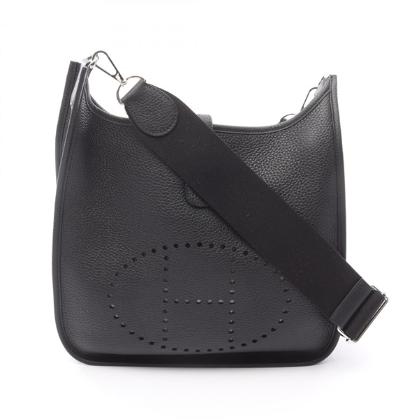 HERMES Evelyne 3 Troyes PM Shoulder Bag 056277CK Clemence leather Black Used SHW
