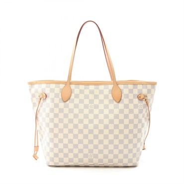 LOUIS VUITTON Neverfull MM Shoulder Tote Bag N51107 Damier Azur White Used Women