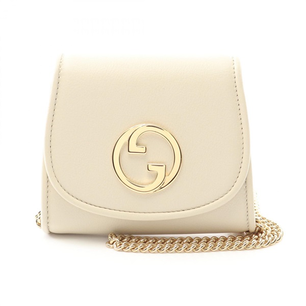 GUCCI Blondie Medium Crossbody Chain Shoulder Bag 725219 Leather White Used