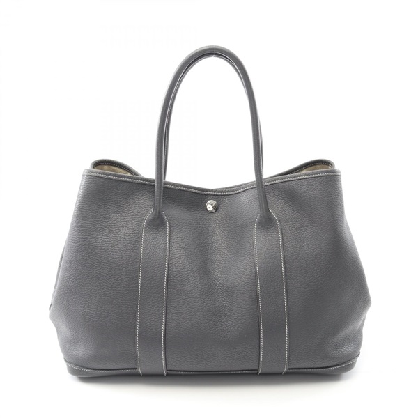 HERMES Garden Party PM Tote Bag K Negonda Leather Gray Ardoise Used