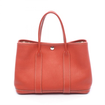 HERMES Garden party TPM Tote Bag Negonda leather Rouge duchesse Used Women P SHW