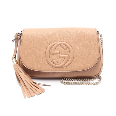 GUCCI Soho Interlocking G Chain Crossbody Shoulder Bag 536224 leather Brown Used