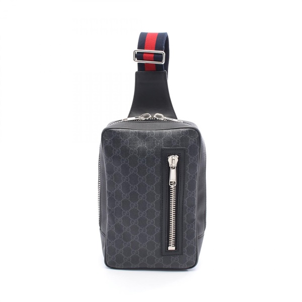 GUCCI Soft GG Supreme belt bum waist bag 478325 canvas leather Black Used mens