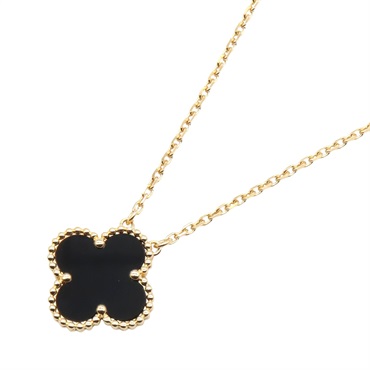 Van Cleef & Arpels Vintage Alhambra Necklace 18KYG Yellow Gold Onyx Black Used