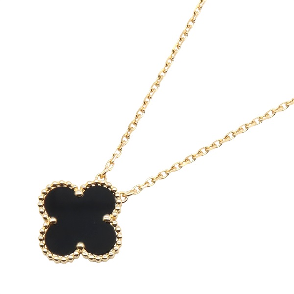 Van Cleef & Arpels Vintage Alhambra Necklace 18KYG Yellow Gold Onyx Black Used