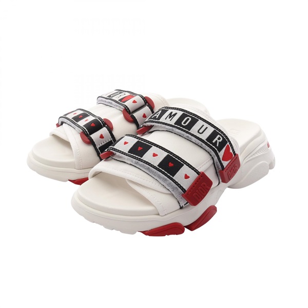 Christian Dior AMOUR Sandals #36 shoes Fabric White Red Black Used Women
