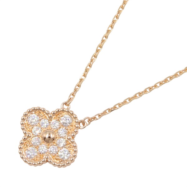 Van Cleef & Arpels Vintage Alhambra Diamond Necklace 18KPG Pink Rose Gold Used