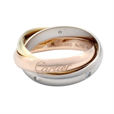 CARTIER Trinity Ring 5P Diamond Ring18KYG 18KPG 18KWG Three gold used US size 6