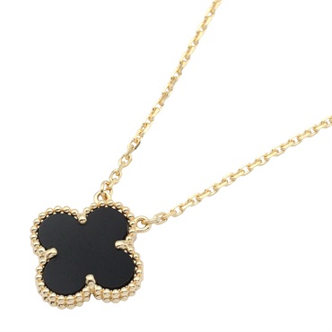 Van Cleef & Arpels Vintage Alhambra Necklace 18KYG Yellow Gold Onyx Black Used