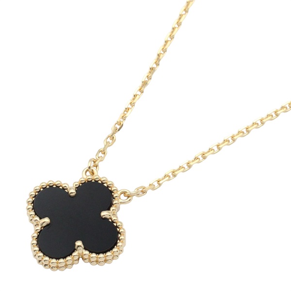Van Cleef & Arpels Vintage Alhambra Necklace 18KYG Yellow Gold Onyx Black Used