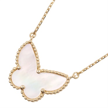 Van Cleef & Arpels Lucky Alhambra Papillon Necklace 18KYG Yellow Gold MOP Used