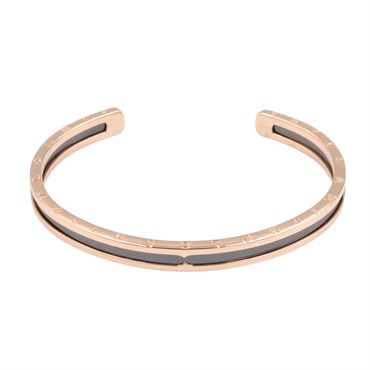 BVLGARI B-zero1 Ceramic SM Bracelet 18KPG Pink Rose Gold Black Used Women