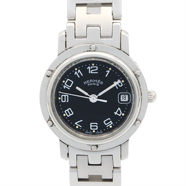 HERMES Clipper Wrist Watch CL4.210 Quartz Stainless Steel Used Women Black