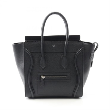 CELINE Luggage micro shopper Handbag 189793 leather Black Used Women