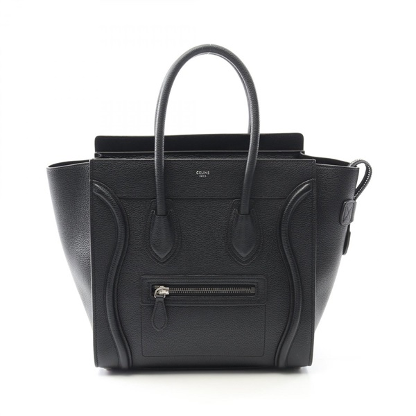 CELINE Luggage micro shopper Handbag 189793 leather Black Used Women