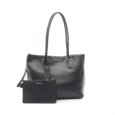 Miu Miu Shoulder Tote Bag leather Black Used Women