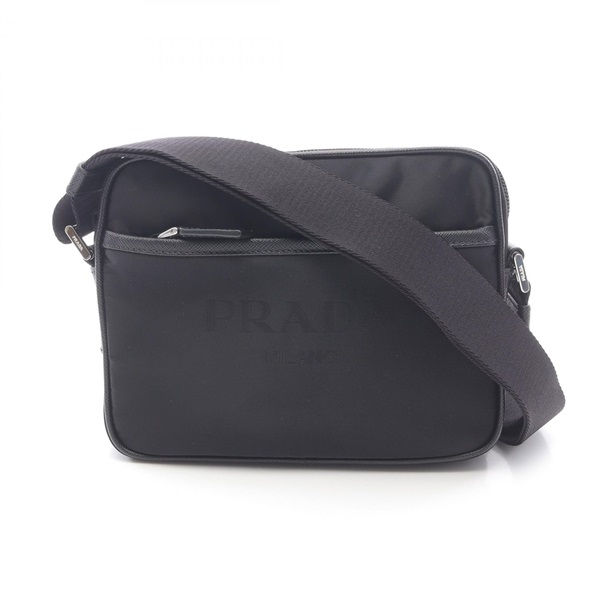 PRADA TESSUTO+SAFFIANO Shoulder Bag Nylon Saffiano leather Black Used Women