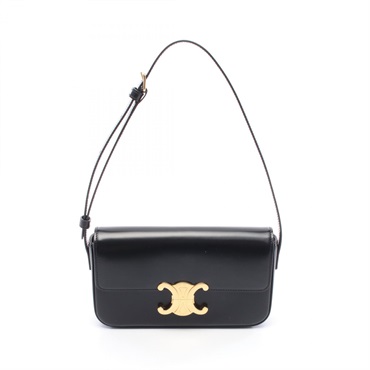 CELINE Claude Triomphe Shoulder Bag 194143 leather Black Used Women
