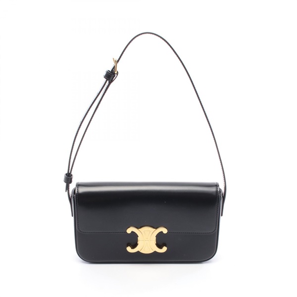 CELINE Claude Triomphe Shoulder Bag 194143 leather Black Used Women