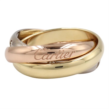 CARTIER Trinity Ring 5P Diamond 18KYG 18KPG 18KWG Three gold used US size 6 #51