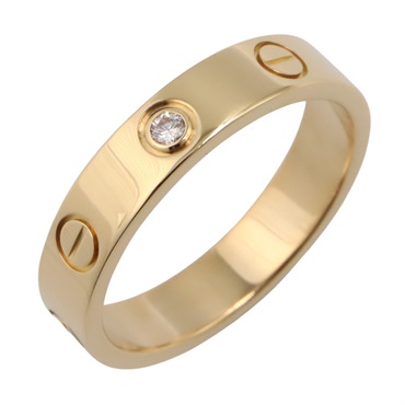 CARTIER Mini Love 1P Diamond Ring 18KYG Yellow Gold Used women US size 6 #52