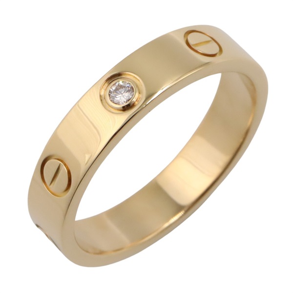 CARTIER Mini Love 1P Diamond Ring 18KYG Yellow Gold Used women US size 6 #52