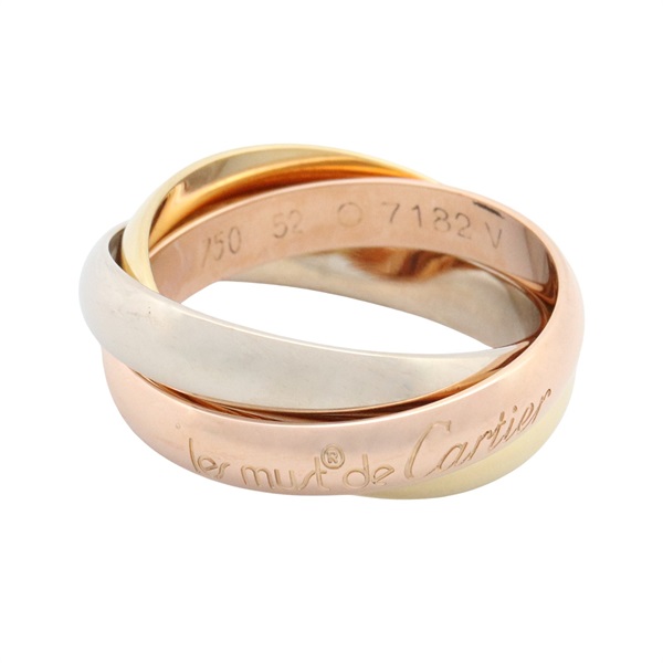 CARTIER Trinity Ring 18KYG 18KPG 18KWG Three gold used US size 6 #52