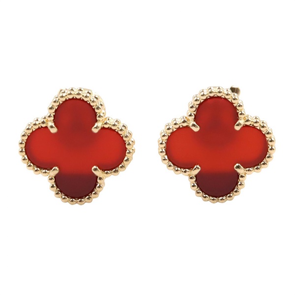 Van Cleef & Arpels Vintage Alhambra Pierced earrings 18KYG Gold Carnelian Used