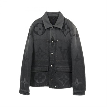 LOUIS VUITTON Monogram macro print denim jacket cotton Gray Black mens #56