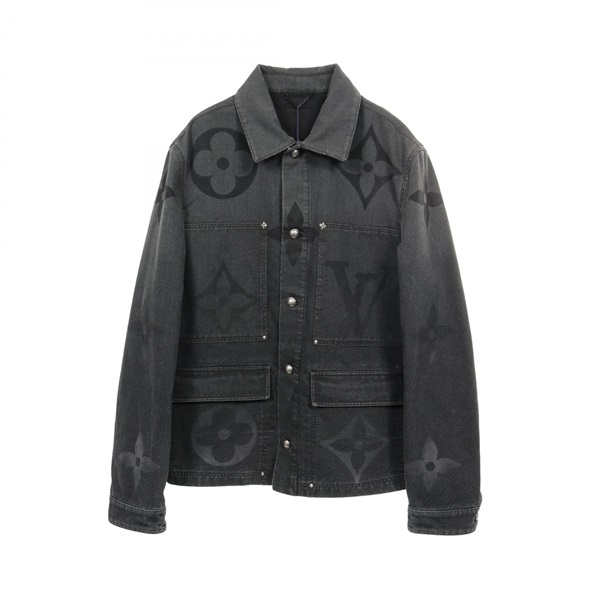 LOUIS VUITTON Monogram macro print denim jacket cotton Gray Black mens #56