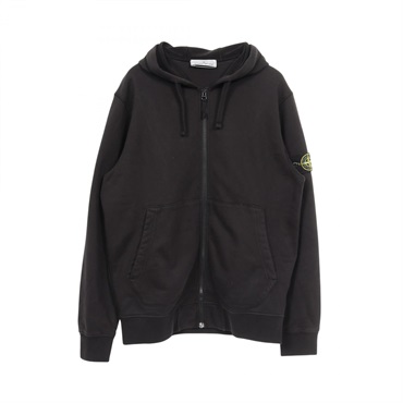 STONE ISLAND Hoodie zip up sweatshirt jacket #L cotton Black Used mens