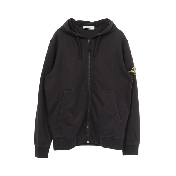 STONE ISLAND Hoodie zip up sweatshirt jacket #L cotton Black Used mens