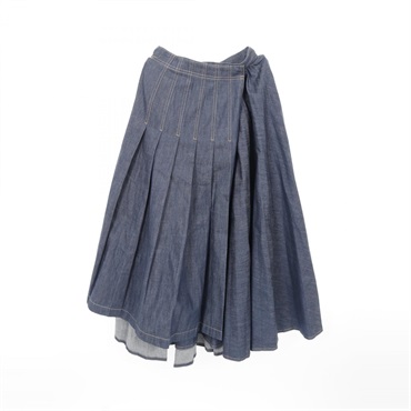 Christian Dior CD Denim Midi Skirt 2W2J19A3573 Cotton Navy Size F36 Used Women